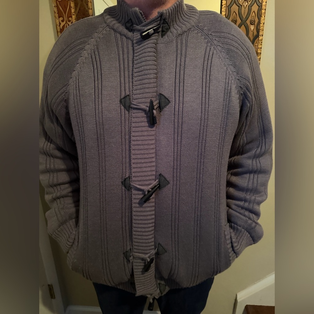 Men's Classic Gray Toggle Cardigan